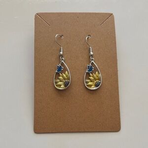 Fashion Jewelry Yellow and Blue Sunflower Earrings